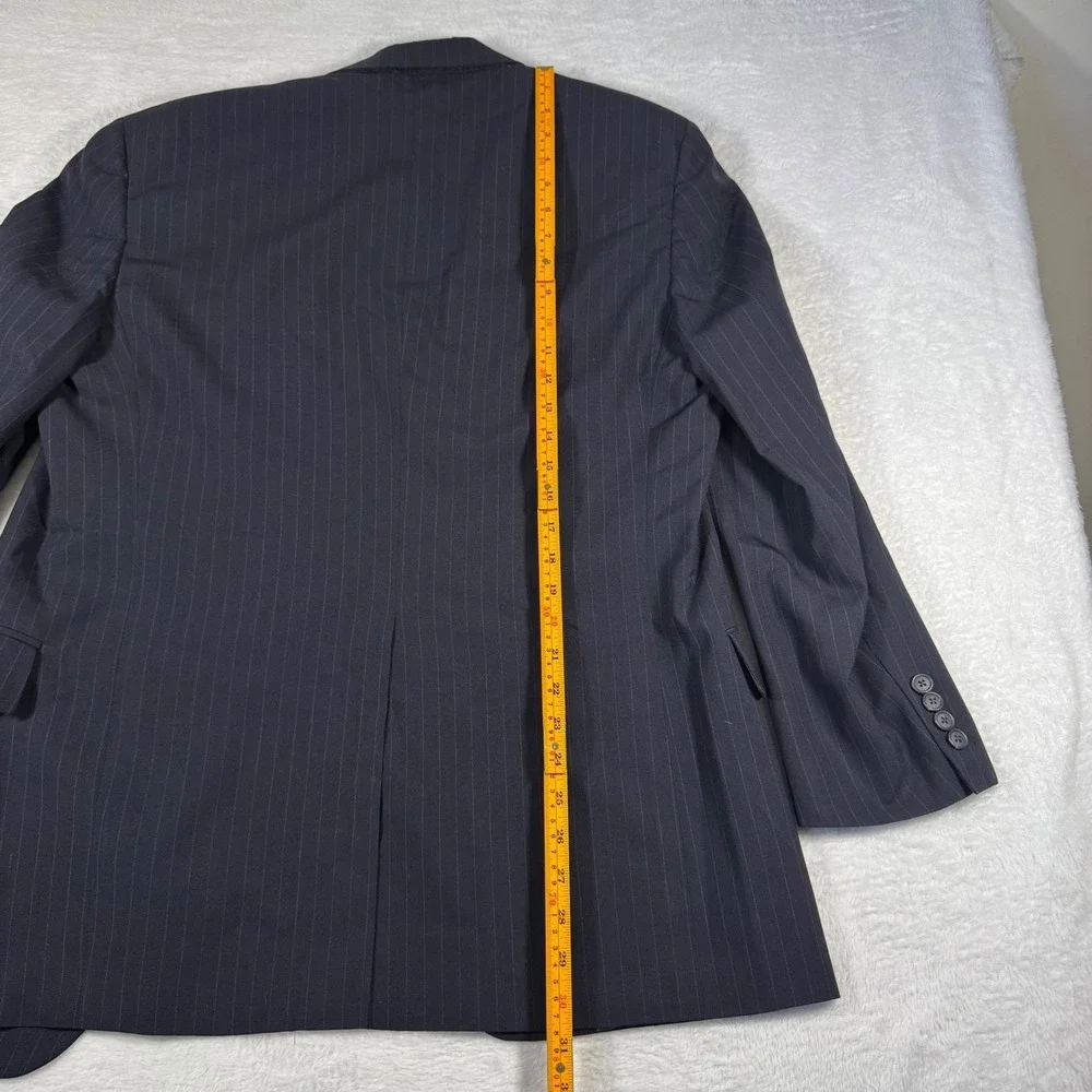 Vintage Graham‎ & Gunn Suit Jacket Mens 40R Navy Blue Pinstripe Blazer Wool 1990